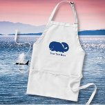 Personlig Nautical Blue Whale i mönster Förkläde<br><div class="desc">Den här nautiska planen för valfångst med blå valar innehåller text eller monogram och en bakgrund med anpassningsbarna färg. Ett sött, ljust, färglöst och klassiskt val mönster som är perfekt en dag på stranden, stuga vid havs- eller nautiska kläder, gåvor eller barnrum. Anpassa med initialer, namn, båt namn osv. genom...</div>
