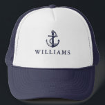 Personlig Nautical Boat Anchor Navy Blue Keps<br><div class="desc">Elegantens snyggt navy blue nautical design med fraktens ankare och personlig med ditt namn. Designad av Thisisnotme©</div>