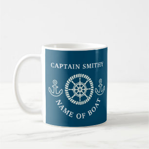 Personlig Nautical Boat/Kapten Editable Namn Kaffemugg