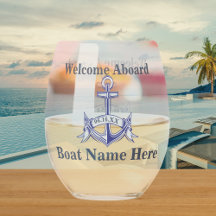 Personlig Nautical Boat Namn Anchor Navy Blue