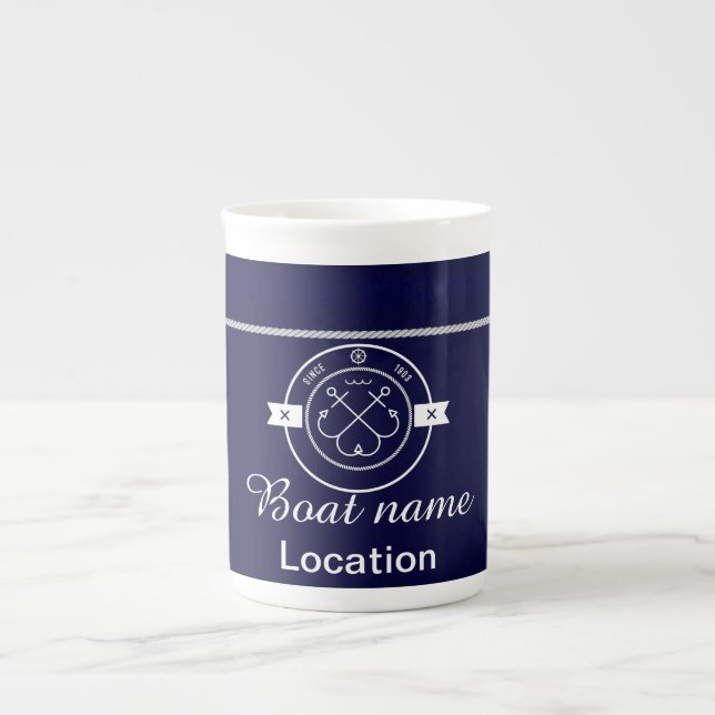 Personlig Nautical Bone China Mugg Benporslin Mugg (Framsidan)