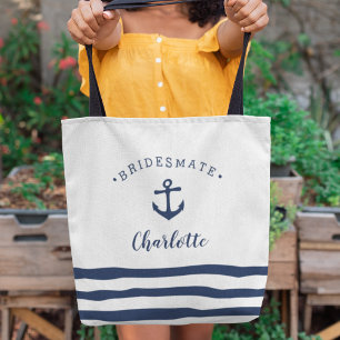 Personlig Nautical ’Bridesmate’ Bridesmaid Tygkasse