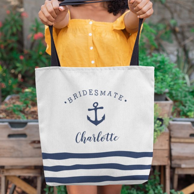 Personlig Nautical ’Bridesmate’ Bridesmaid Tygkasse (Skapare uppladdad)