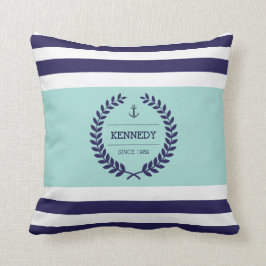 Personlig Nautical Family Crest Rand Mönster Kudde