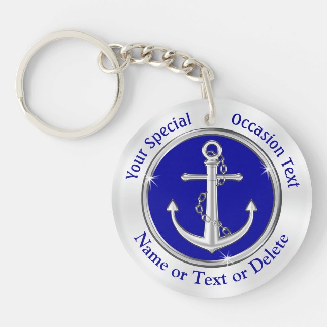 Personlig Nautical Gifts, Blue, White, Anchor (Framsidan)