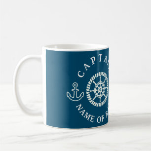 Personlig Nautical Kapten/Boat Namn Editable Kaffemugg