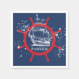 Personlig Nautical Marine Blue Pappersservett