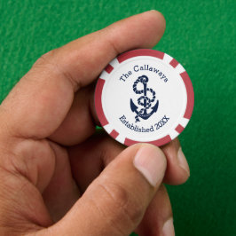 Personlig Nautical Navy Anchor Anpassningsbar Poker Marker
