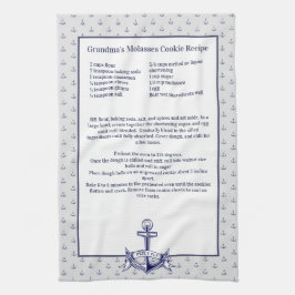 Personlig Nautical Navy Anchor Recipe keepsaké Kökshandduk