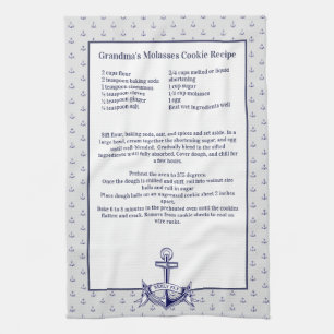 Personlig Nautical Navy Anchor Recipe keepsaké Kökshandduk