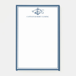 Personlig Nautical Navy Blue Anchor Post-it Block
