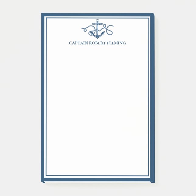 Personlig Nautical Navy Blue Anchor Post-it Block (Framsida)