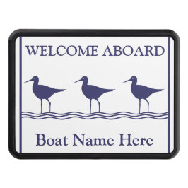 Personlig Nautical Navy Blue SEABIRDS Boat Namn Dragkroksskydd