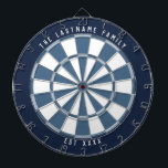 Personlig Nautical Navy Blues & Off White Darttavla<br><div class="desc">Anpassningsbarnas text ritas upp med ett sjömanssystem i färg med en mörk marin blå ram och två skuggor blått på ritytan med en svartvit blandning.</div>