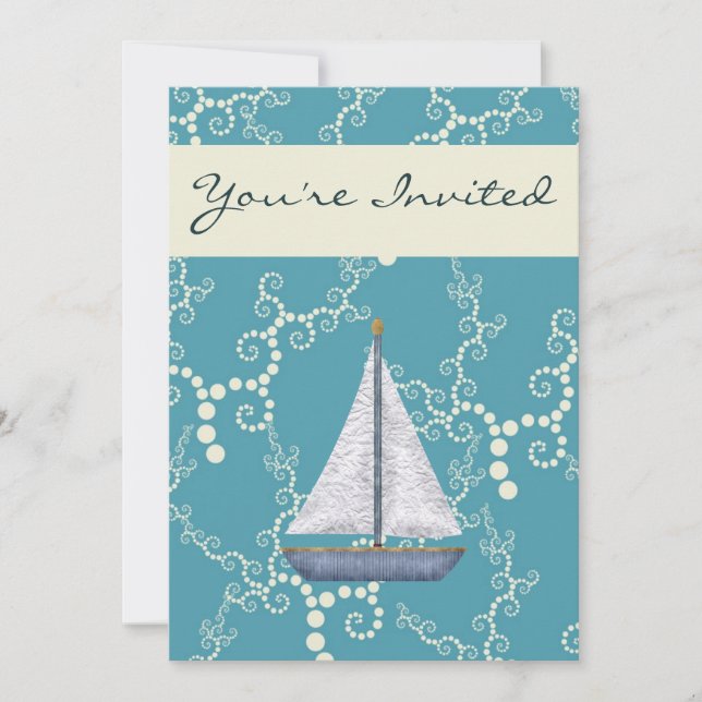 Personlig Nautical Sailboat Birthday bjudande Inbjudningar (Framsida)