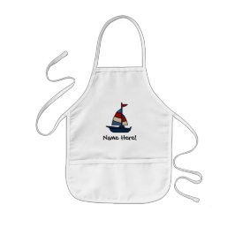 Personlig Nautical Sailboat Blue/Tan Boy's Barnförkläde