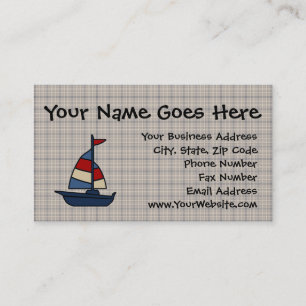 Personlig Nautical Sailboat Blue/Tan Boy's Visitkort