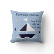 Personlig ’Nautical/Sailboat’ Keepsaké Pillow