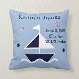 Personlig ’Nautical/Sailboat’ Keepsaké Pillow Kudde