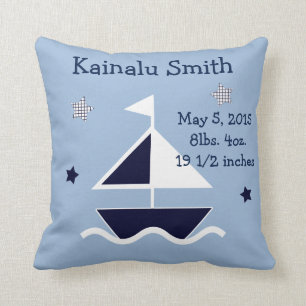 Personlig ’Nautical/Sailboat’ Keepsaké Pillow Kudde