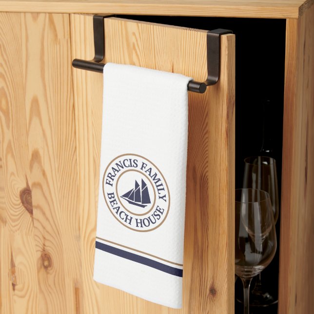 Personlig Nautical Sailboat Logotyp Kitchen Towel Kökshandduk (Thirds Fold)