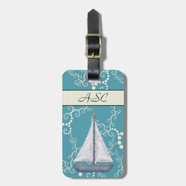 Personlig Nautical Sailboat Luggage Tag Bagagebricka (Vertikal Framsida)