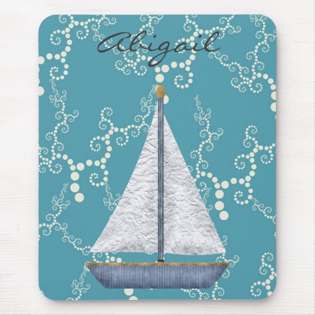 Personlig Nautical Sailboat Mousepad Musmatta (Framsidan)