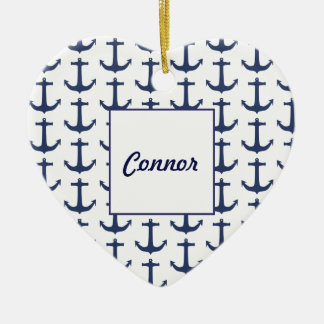 Personlig Nautical Theme-hjärta Ornament