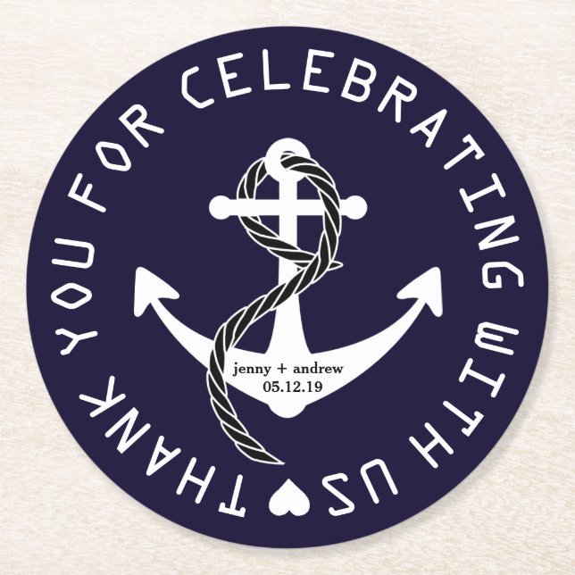 Personlig Nautical Wedding Favor Party Underlägg (Framsidan)