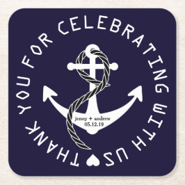 Personlig Nautical Wedding Favor Party Underlägg Papper Rund
