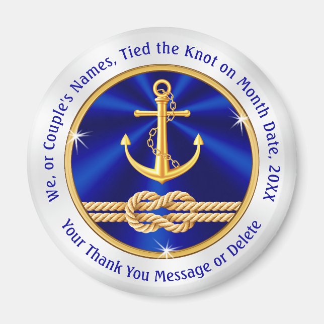 Personlig Nautical Wedding Favors, Tie the Knot Magnet (Framsidan)