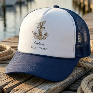 Personlig Nautilus Kapten Båt Namn Ankar Keps