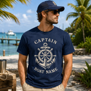 Personlig Nautilus Kapten Båt Namn Ankar     T Shirt