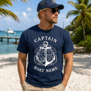 Personlig Nautilus Kapten Båt Namn Ankar T Shirt