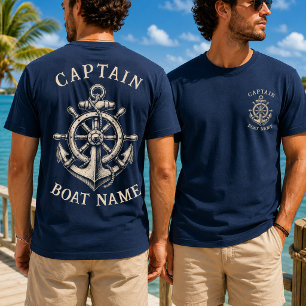 Personlig Nautilus Kapten Båt Namn Ankar     T Shirt