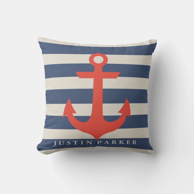 Personlig Nautisk Baby Nursery Pillow Kudde (Framsida)