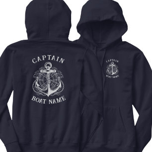 Personlig Nautisk kapten Boat Namn Anchor Hoodie