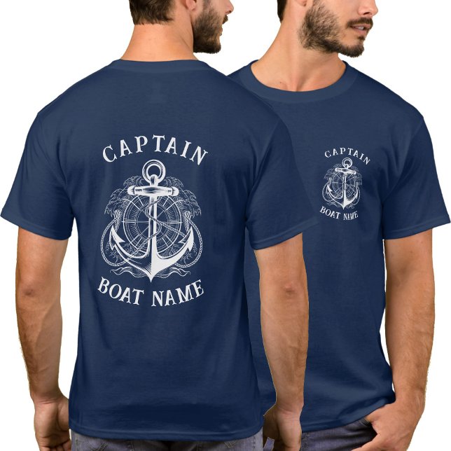 Personlig Nautisk kapten Boat Namn Anchor T Shirt (Skapare uppladdad)
