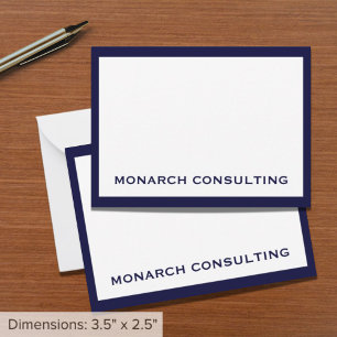 Personlig Navy and White Typography Business Anteckningskort