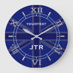 Personlig Navy Blu Union Jack British Flagga Dial Stor Klocka