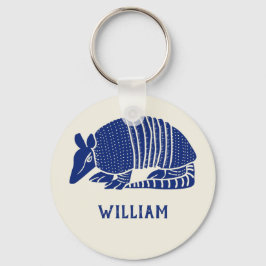 Personlig Navy Blue Armadillo Nyckelring