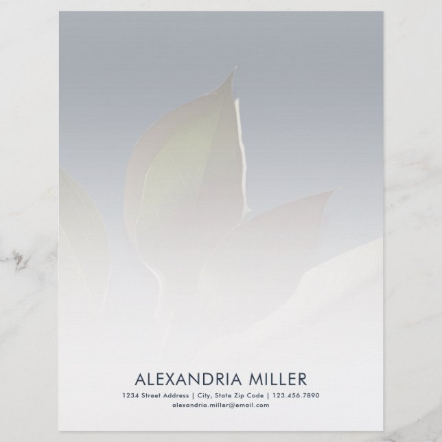 Personlig Navy Blue Greenery Stationery Brevhuvud (Framsida)