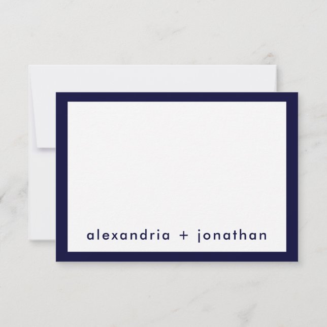 Personlig Navy Blue Minimal Bröllop Tack Anteckningskort (Baksida)
