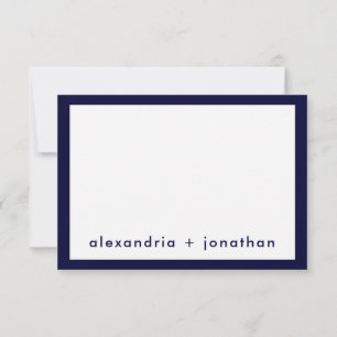Personlig Navy Blue Minimal Bröllop Tack Anteckningskort