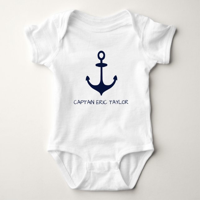 Personlig Navy Blue Nautical Anchor T Shirt (Framsida)