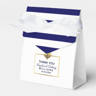 Personlig Navy Blue Nautical Heart Bröllop Presentaskar