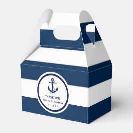 Personlig Navy Blue Nautical Wedor Favor Presentaskar