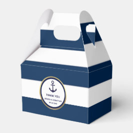 Personlig Navy Blue Nautical Wedor Favor Presentaskar