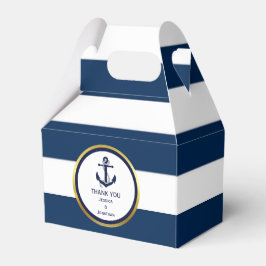 Personlig Navy Blue Nautical Wedor Favor Presentaskar