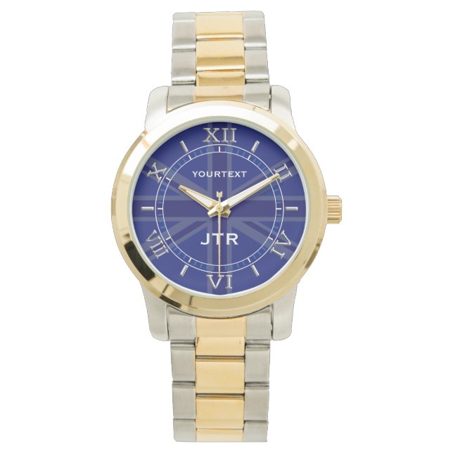 Personlig Navy Blue Union Jack Dial Armbandsur (Framsida)